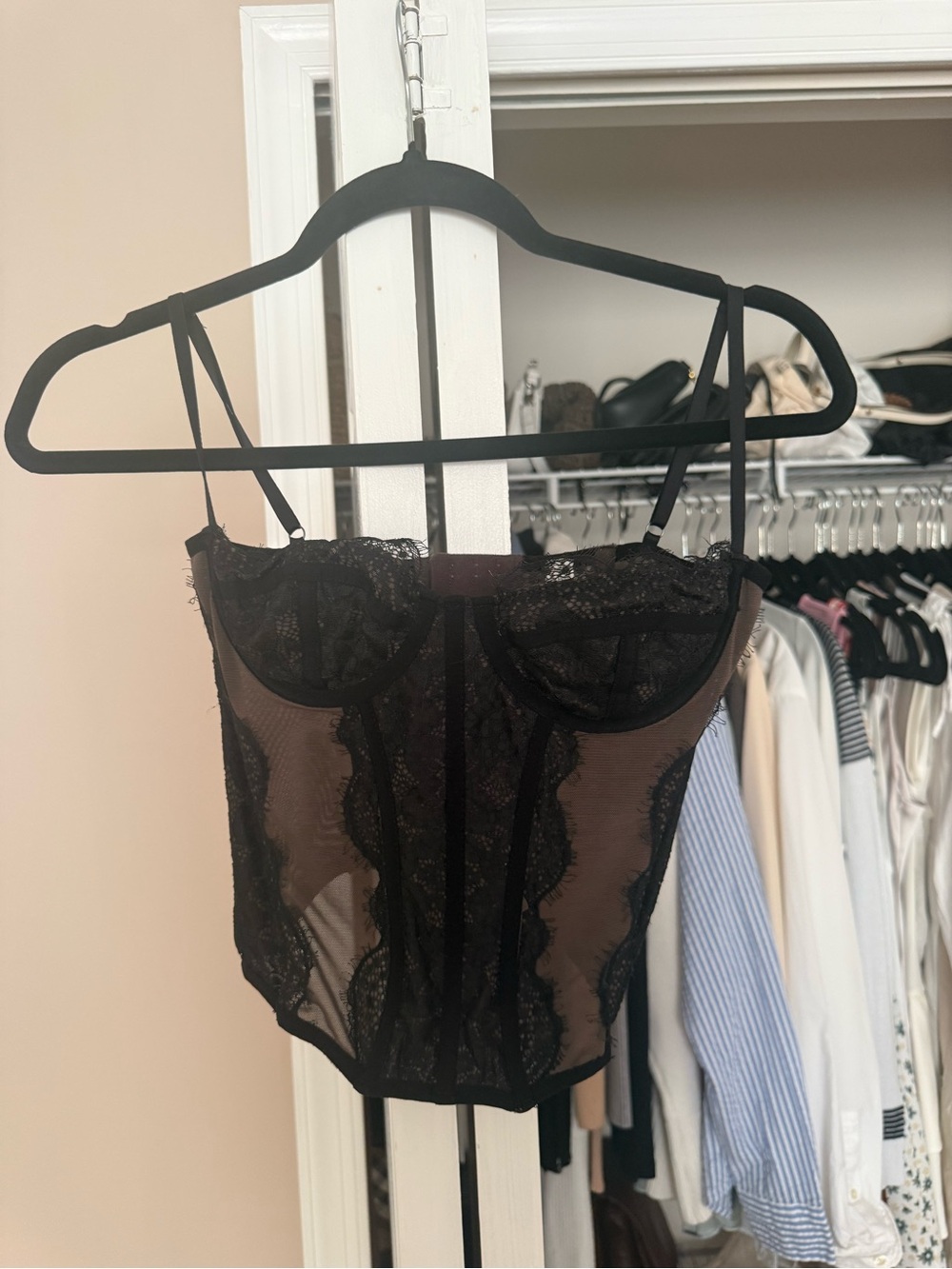 Urban Outfitters Black Sheer Lace Bustier Corset